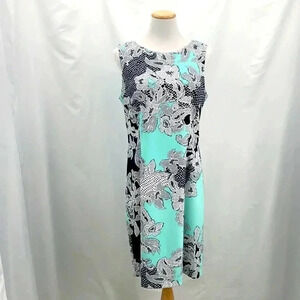 Connected Apparel Women’s Sleeveless Summer Dress 14 Green White Black Back Zip